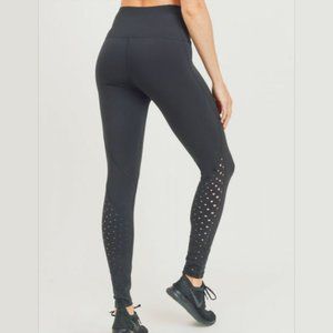 Black Cut-out Detail High-waist Leggings - +Eco